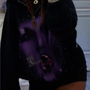 Women's Black and Purple Graphic Sweater